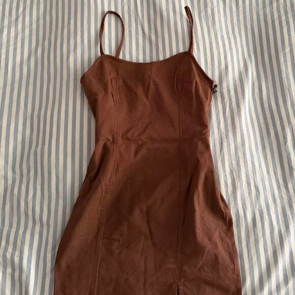 Bershka Dresses & Skirts - Bershka brown denim mini dress
